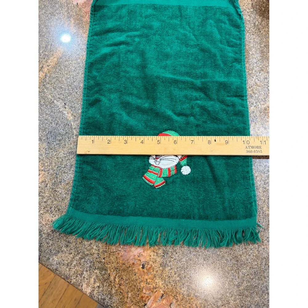 Vintage 1993 Looney Tunes Bugs Bunny Christmas Hand Towel Green Barth & Dreyfuss